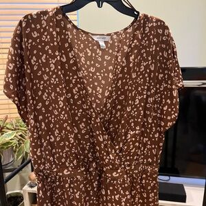 Nine West Brown Animal Print Blouse